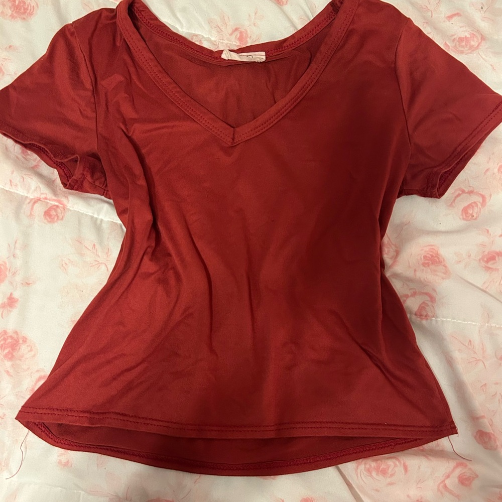 Women's Red V-Neck Top